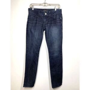 Guess Premium Daredevil Skinny Jeans Dark Wash Swarovski Crystal Logo Size 27